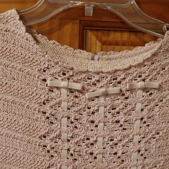 Vintage Lace Crochet Pink Lace Sleeveless Dress 12 - Picture 3 of 16